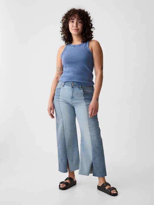 High Rise Stride Wide-Leg Ankle Jeans