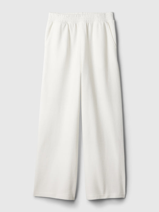 Textured Wide-Leg Ankle Sweatpants