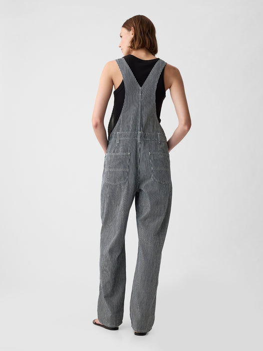 Striped Loose Overalls