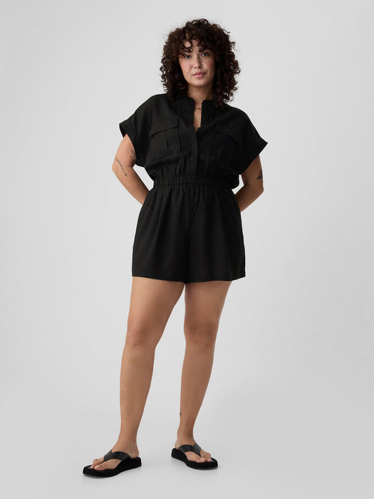 Linen-Blend Utility Romper