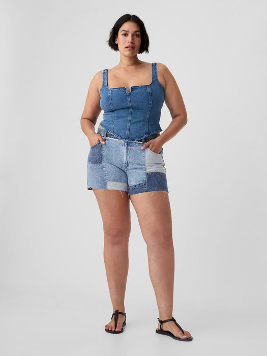 4" Low Rise Stride Patchwork Denim Shorts