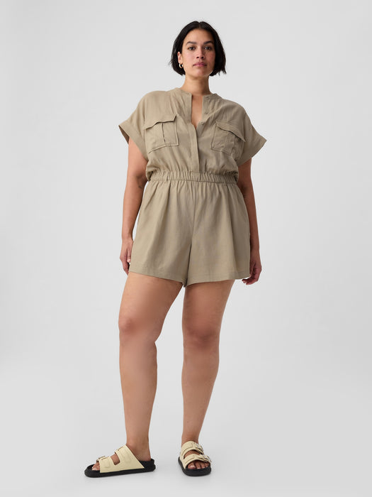 Linen-Blend Utility Romper