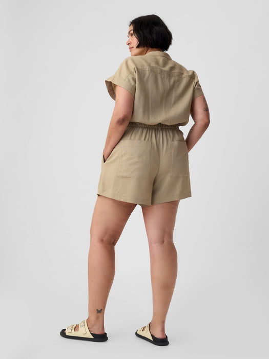 Linen-Blend Utility Romper