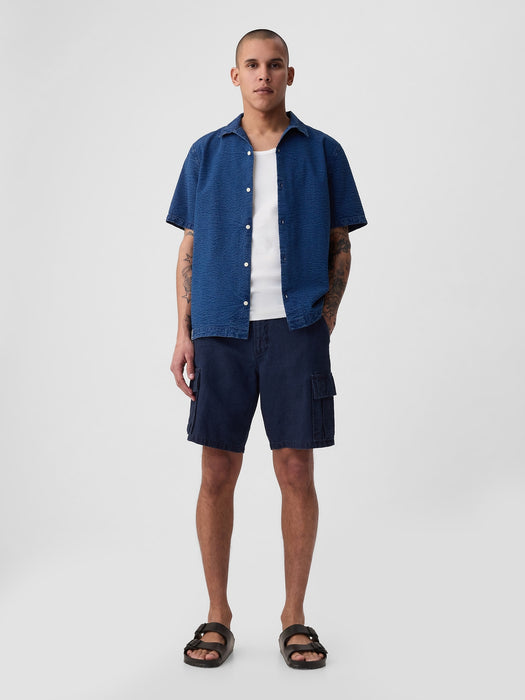 8" Linen-Cotton Cargo Shorts