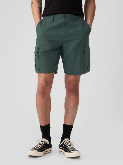 8" Linen-Cotton Cargo Shorts