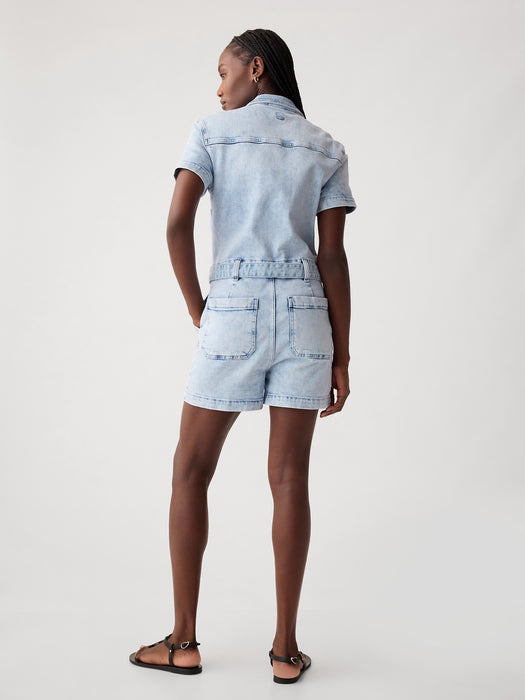 Belted Denim Romper