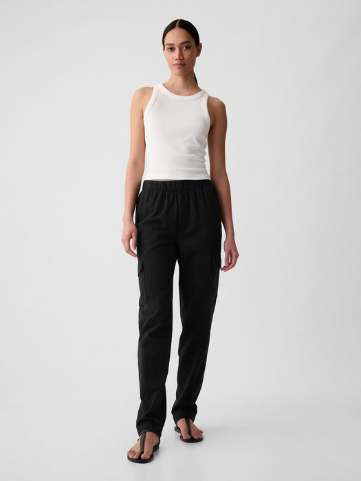 Mid Rise Twill Cargo Pants