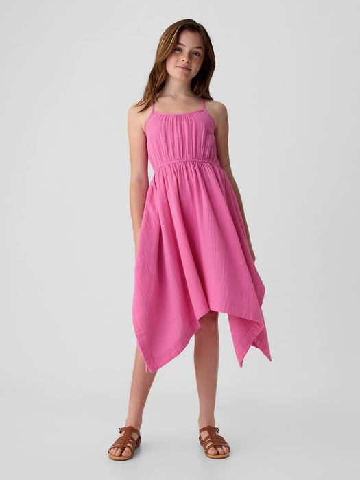 Kids Crinkle Gauze Handkerchief Hem Dress