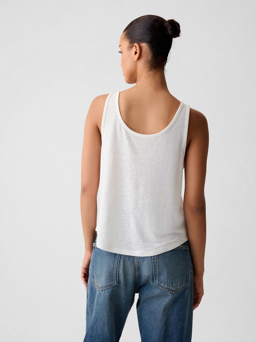 Linen-Blend Henley Tank Top