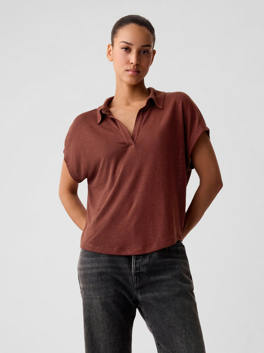 Linen-Blend Polo Shirt