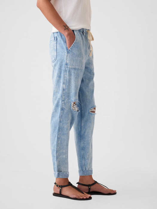 Mid Rise Easy Denim Utility Jeans