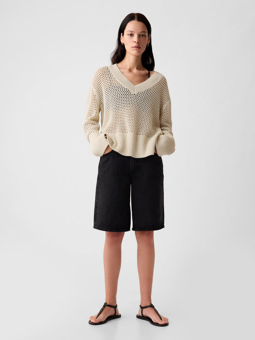 24/7 Split-Hem Crochet Sweater