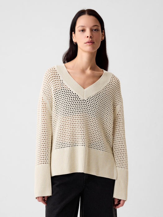 24/7 Split-Hem Crochet Sweater