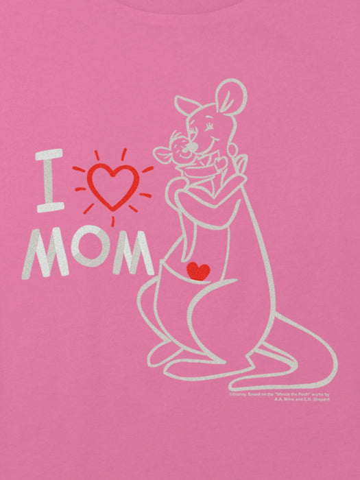 Kids Winnie the Pooh I Love Mom Kanga and Roo Graphic Boxy Crop Tee