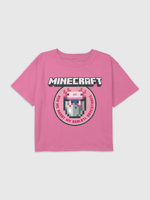 Kids Minecraft Graphic Axolotl Adventures Boxy Crop Tee