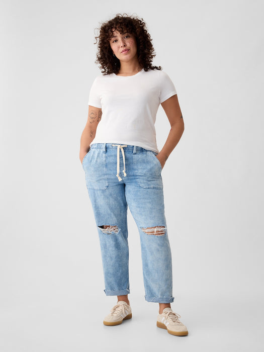 Mid Rise Easy Denim Utility Jeans