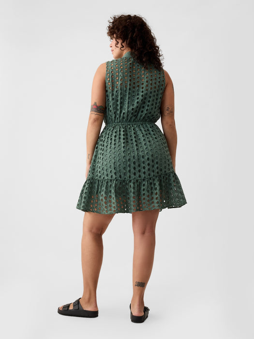 Eyelet Tiered Mini Dress