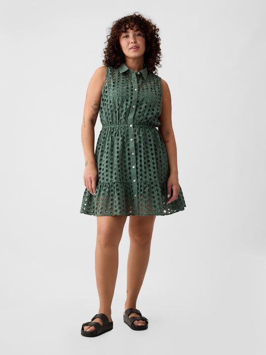 Eyelet Tiered Mini Dress