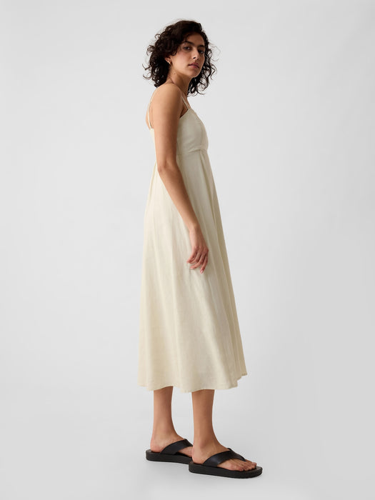 Linen-Blend Midi Dress