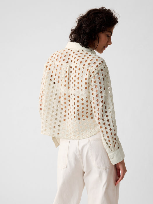 Eyelet Cropped Shirt