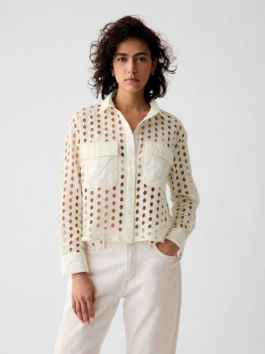 Eyelet Cropped Shirt