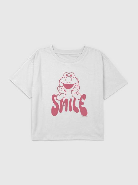 Kids Sesame Street Elmo Smile Graphic Boxy Crop Tee