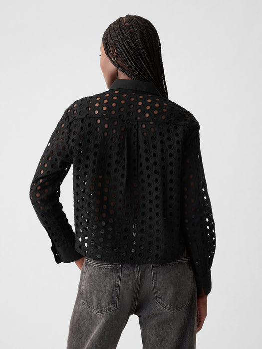 Eyelet Cropped Shirt