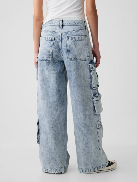 Mid Rise Cargo Baggy Jeans