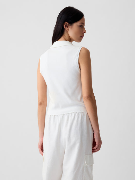 Modern Rib Cropped Polo Shirt