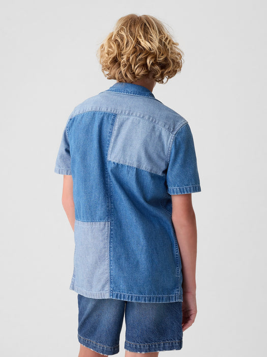 Kids Patchwork Denim Shirt