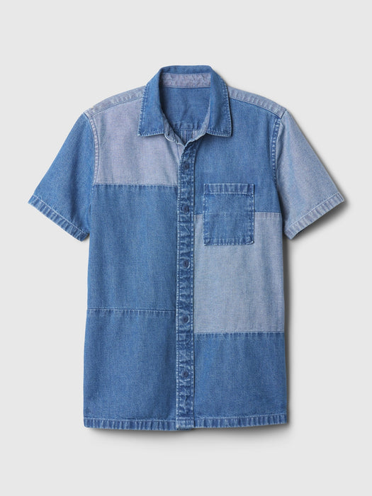 Kids Patchwork Denim Shirt