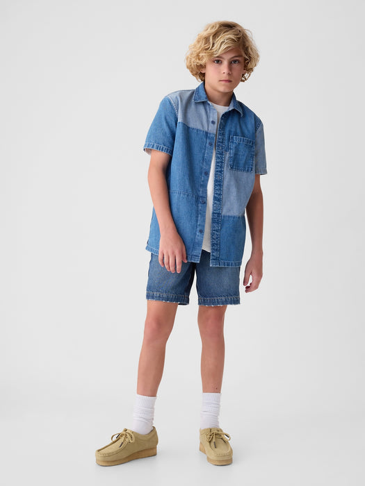 Kids Patchwork Denim Shirt