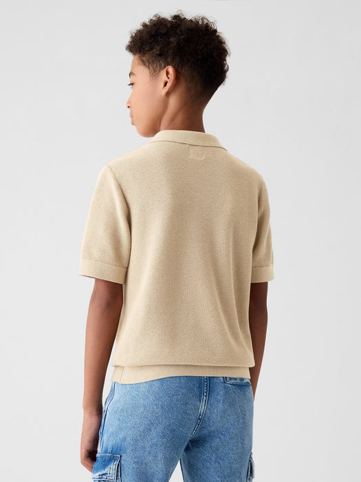 Kids Textured Polo Sweater