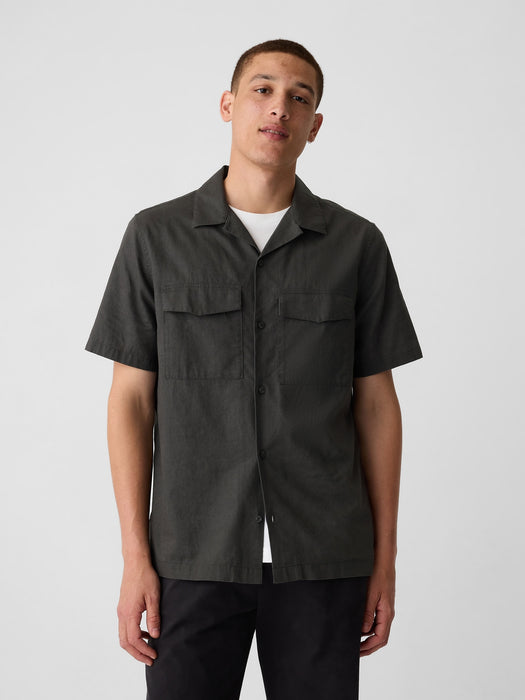 Linen-Cotton Utility Shirt