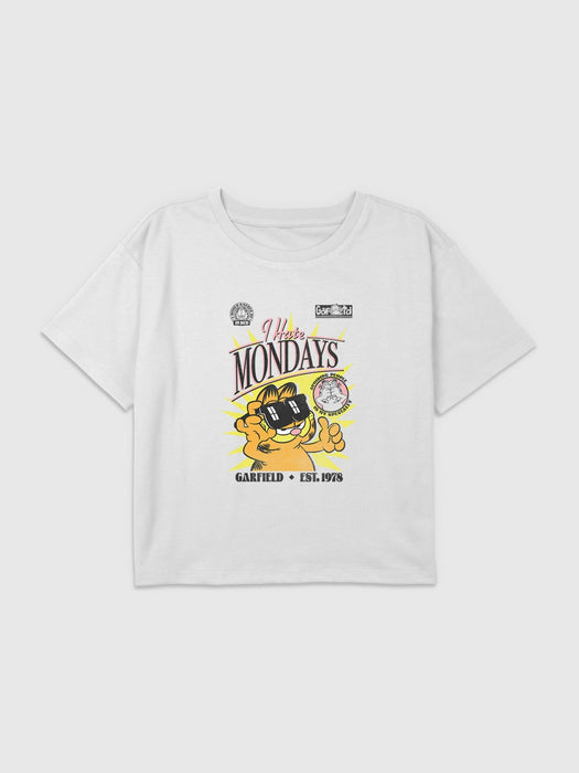 Kids Garfield Hates Mondays Graphic Boxy Crop Tee