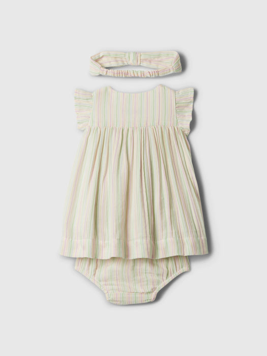 Baby Crinkle Gauze Stripe Dress Set