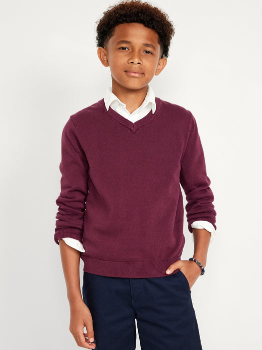 School Uniform Solid V-Neck Sweater for Boys