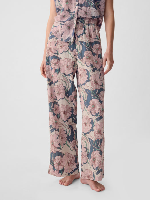 Crinkle Gauze Wide-Leg PJ Pants