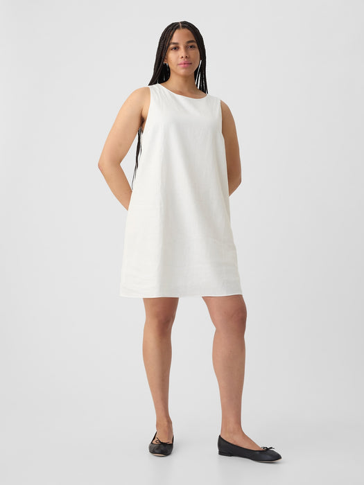 Linen-Blend Shift Mini Dress