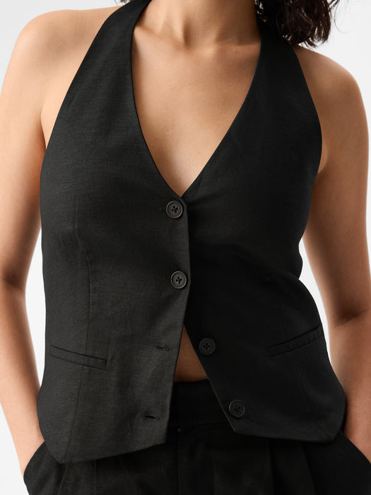 Linen-Cotton Halter Vest