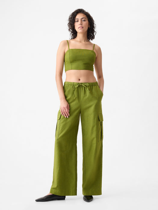 Linen-Cotton Cropped Tube Top