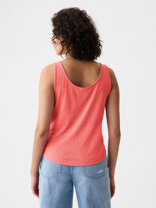 Linen-Blend Henley Tank Top