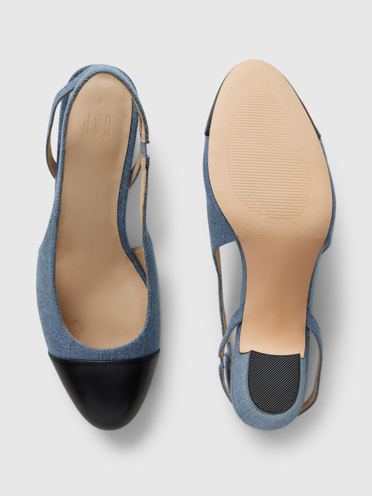 Denim Slingback Heels