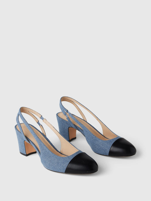 Denim Slingback Heels