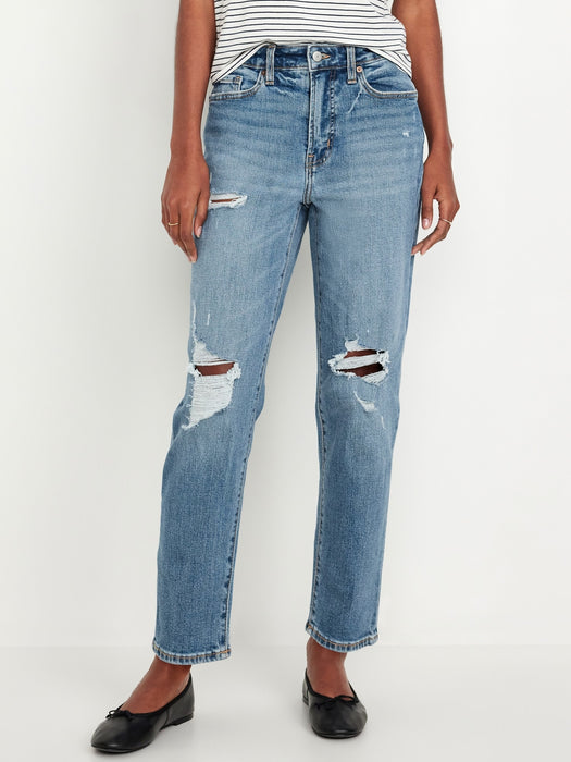 High-Waisted OG Straight Ripped Ankle Jeans