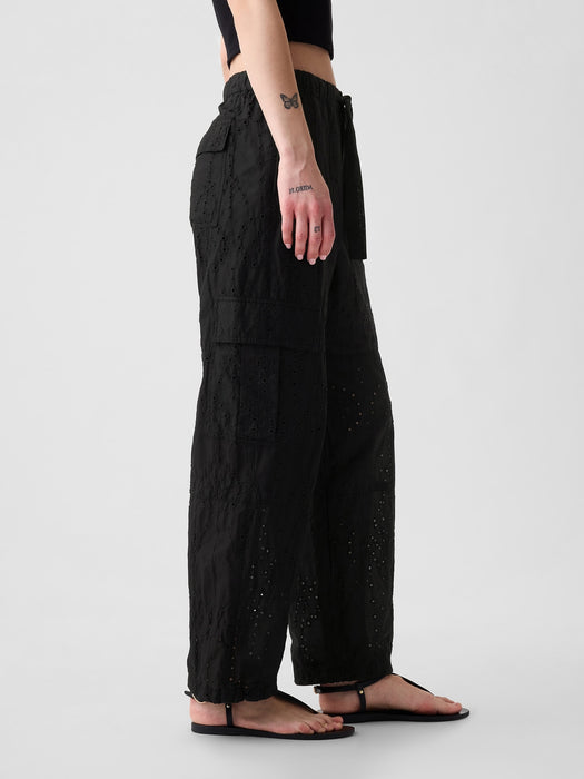 Eyelet Cargo Parachute Pants