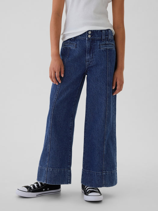 Kids High Rise Stride Wide-Leg Ankle Jeans