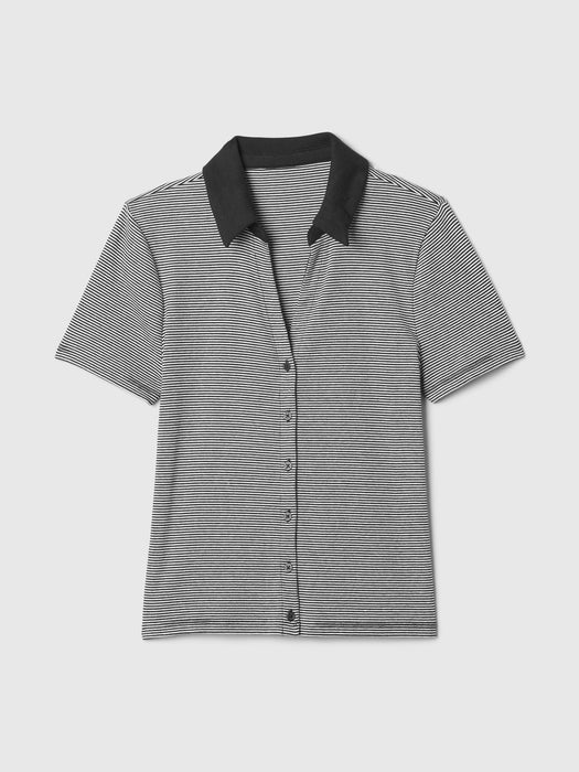 Modern Rib Button Polo Shirt