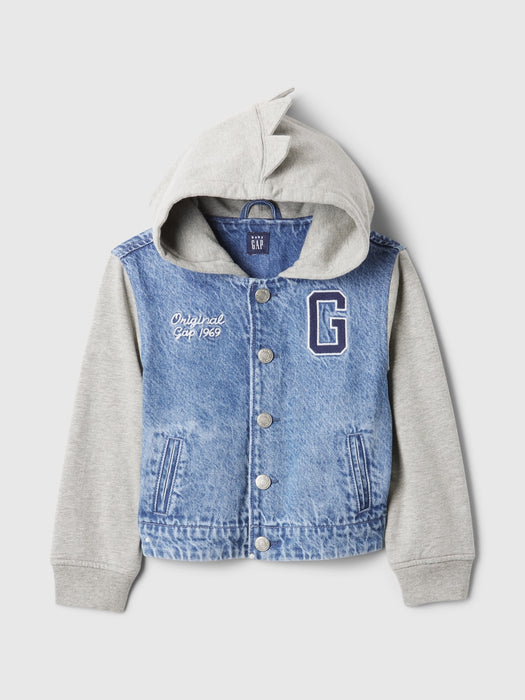 babyGap Dino Varsity Denim Hoodie Jacket