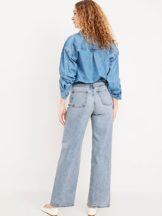 Extra High-Waisted Ripped Wide-Leg Jeans